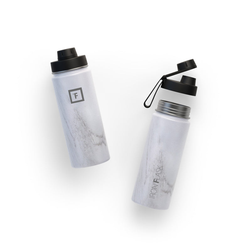 Iron Flask 18 Oz with Spout Lid Wide Mouth Bottle Carrara Marble | 067YQHAVE