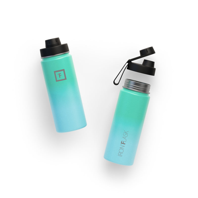 Iron Flask 18 Oz with Spout Lid Wide Mouth Bottle Blue | 964WCBAPU