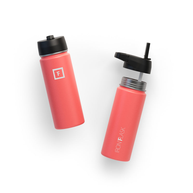 Iron Flask 18 Oz with Straw Lid Wide Mouth Bottle Coral | 928WTZXVY