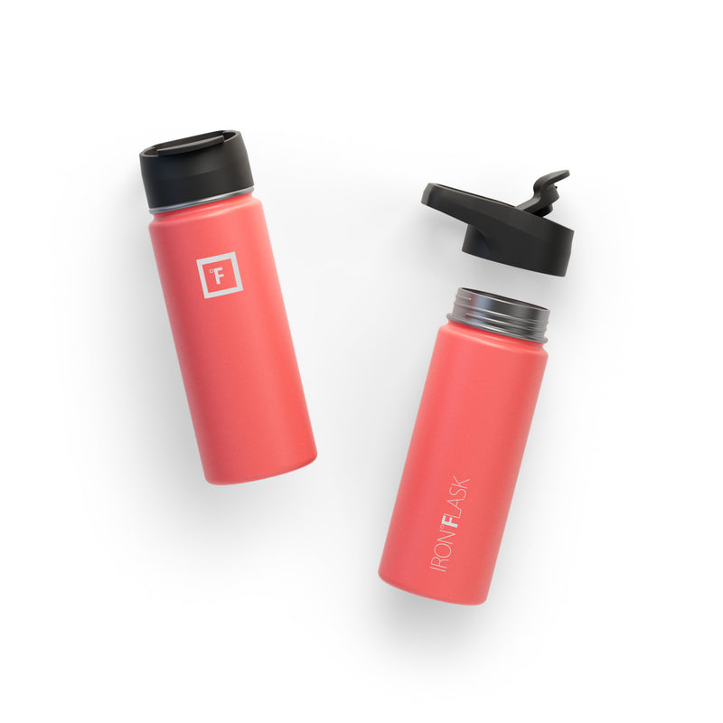 Iron Flask 18 Oz with Straw Lid Wide Mouth Bottle Coral | 928WTZXVY