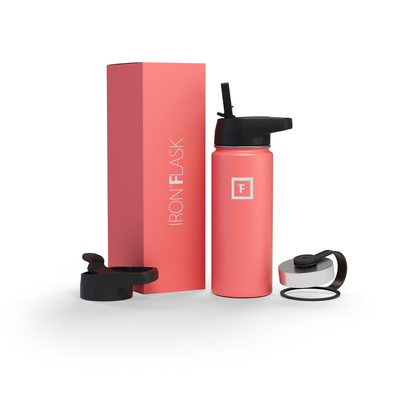 Iron Flask 18 Oz with Straw Lid Wide Mouth Bottle Coral | 928WTZXVY