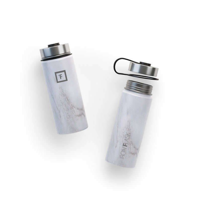 Iron Flask 18 Oz with Straw Lid Wide Mouth Bottle Carrara Marble | 954CHEBVJ