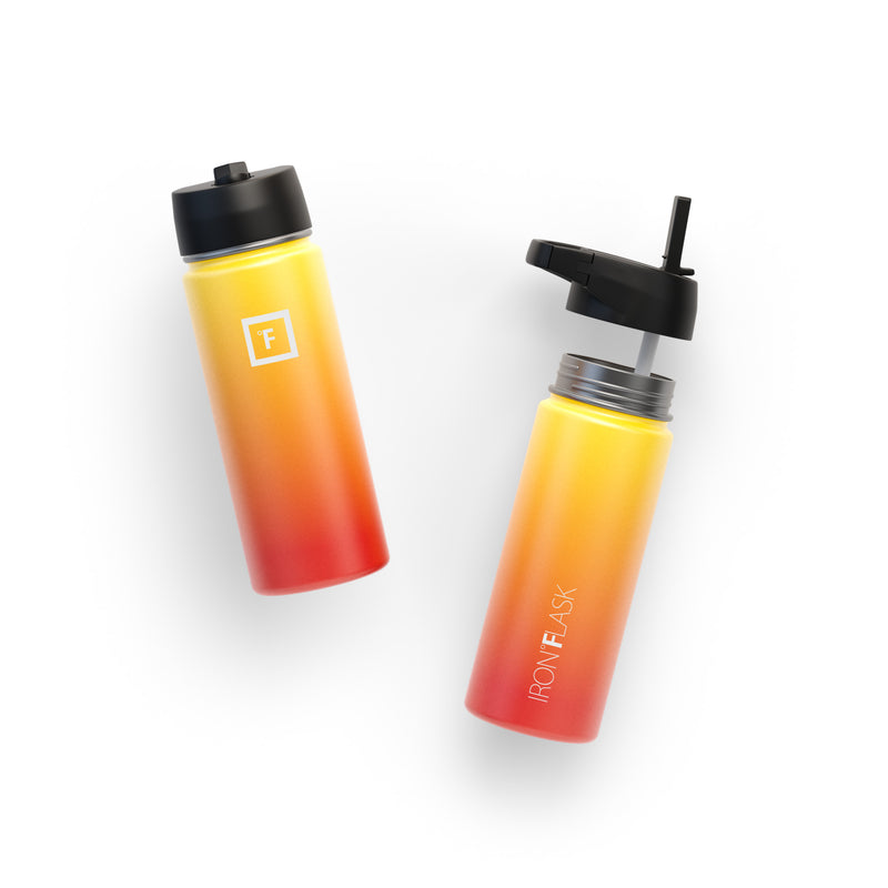 Iron Flask 18 Oz with Straw Lid Wide Mouth Bottle Fire | 934PLQVBE