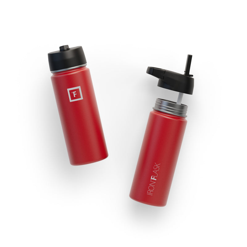 Iron Flask 18 Oz with Straw Lid Wide Mouth Bottle Red | 240TJCMBX
