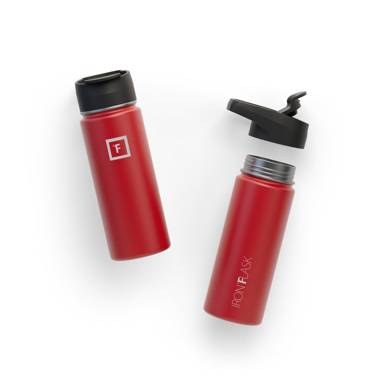 Iron Flask 18 Oz with Straw Lid Wide Mouth Bottle Red | 240TJCMBX