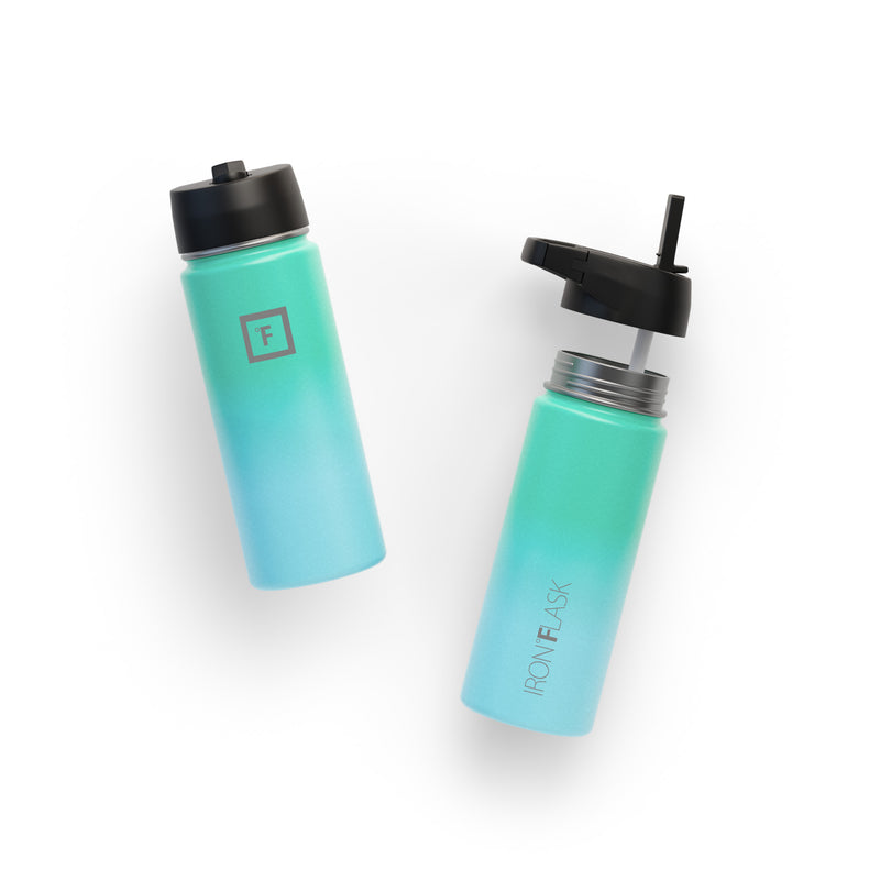 Iron Flask 18 Oz with Straw Lid Wide Mouth Bottle Blue | 018PNJQBY