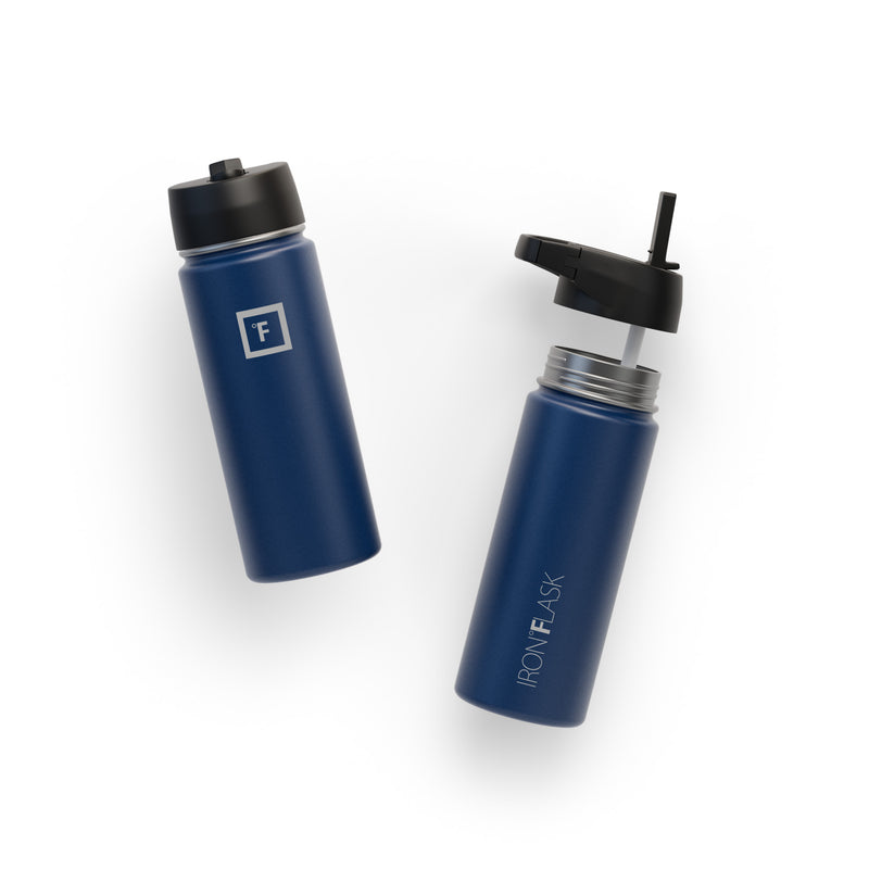 Iron Flask 18 Oz with Straw Lid Wide Mouth Bottle Blue | 305TABKMV