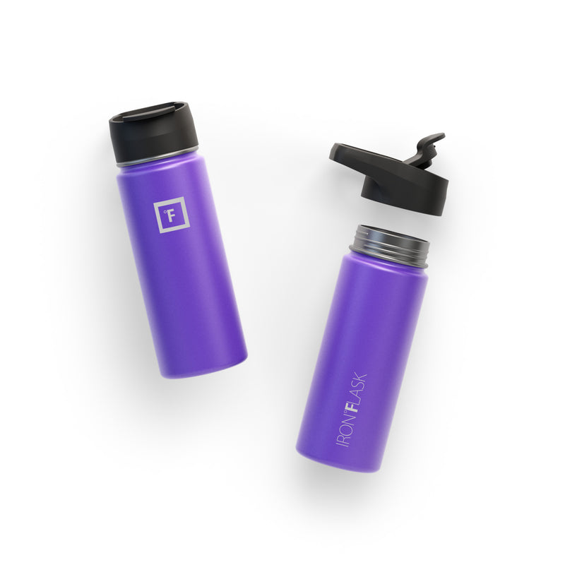 Iron Flask 18 Oz with Straw Lid Wide Mouth Bottle Purple | 485RMEQTU