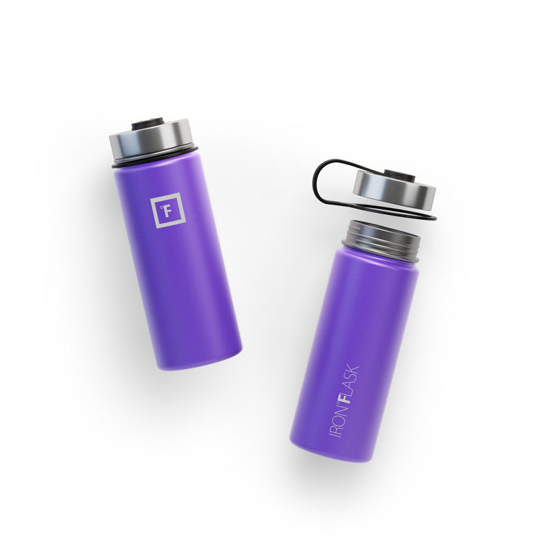 Iron Flask 18 Oz with Straw Lid Wide Mouth Bottle Purple | 485RMEQTU