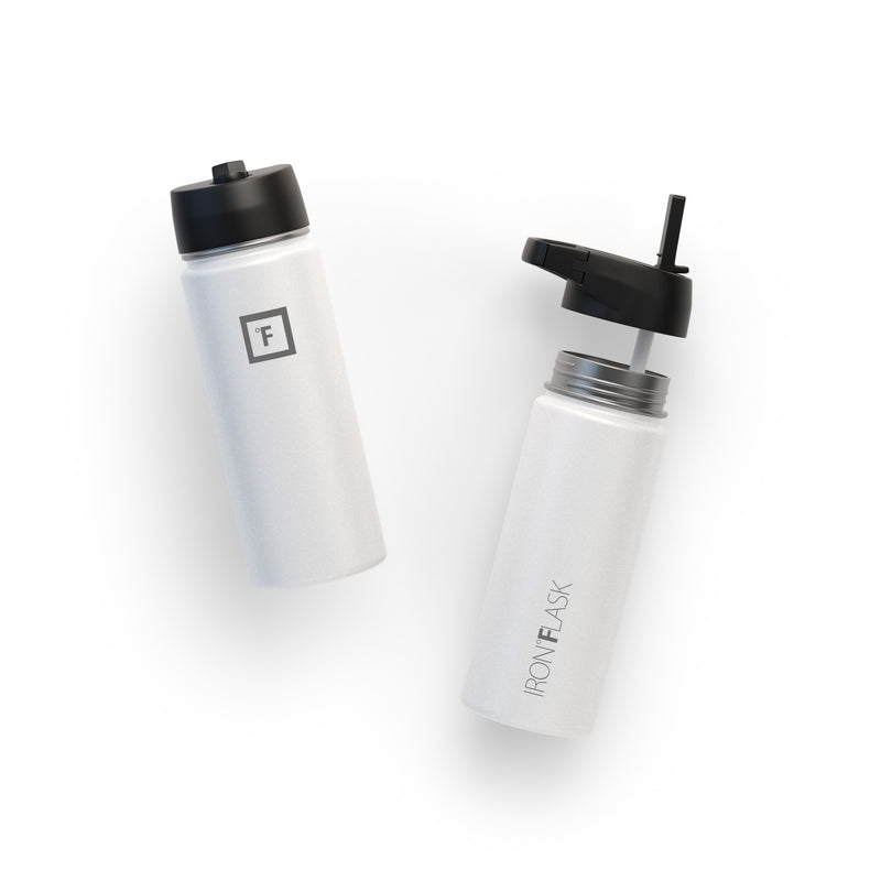 Iron Flask 18 Oz with Straw Lid Wide Mouth Bottle White | 864PQOEAZ