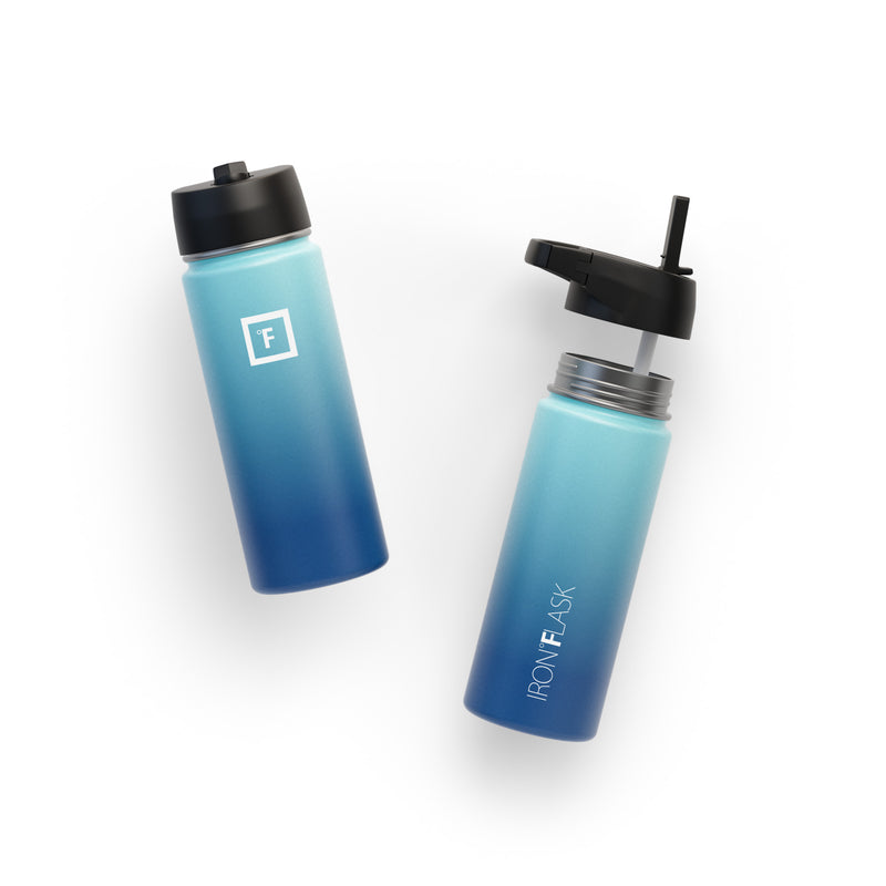 Iron Flask 18 Oz with Straw Lid Wide Mouth Bottle Blue | 614STJKAO