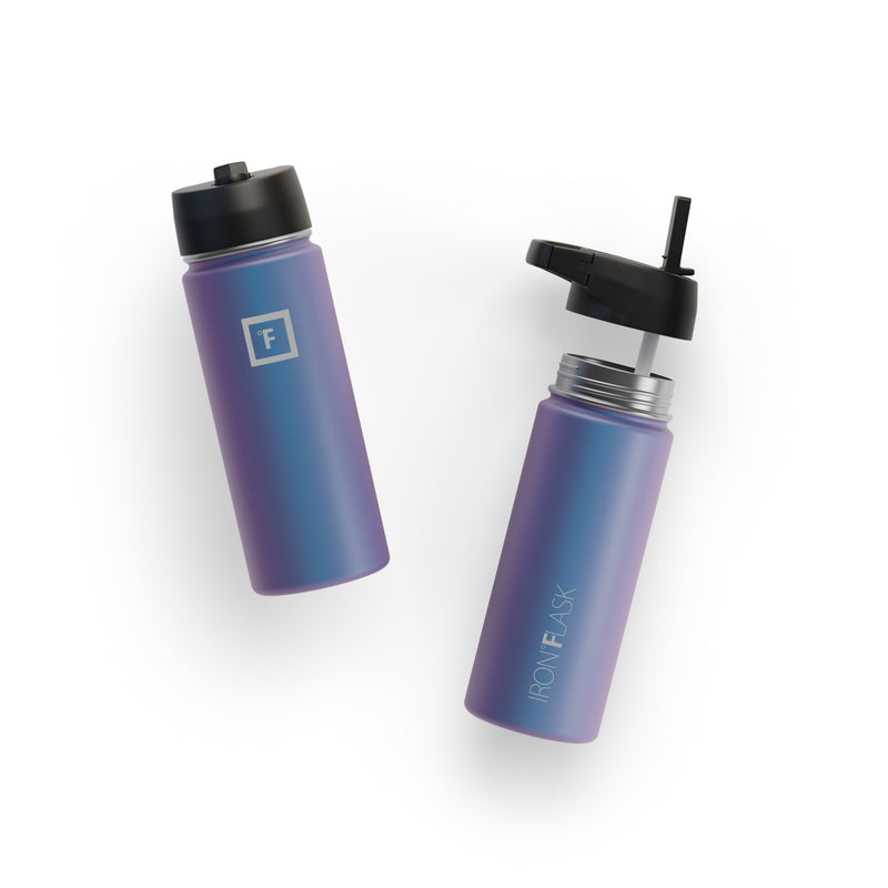Iron Flask 18 Oz with Straw Lid Wide Mouth Bottle Aurora | 796RYUADI