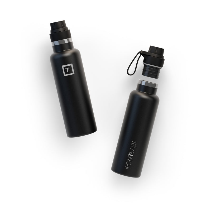 Iron Flask 20 Oz with Spout Lid Narrow Mouth Bottle Black | 690QTIYVB