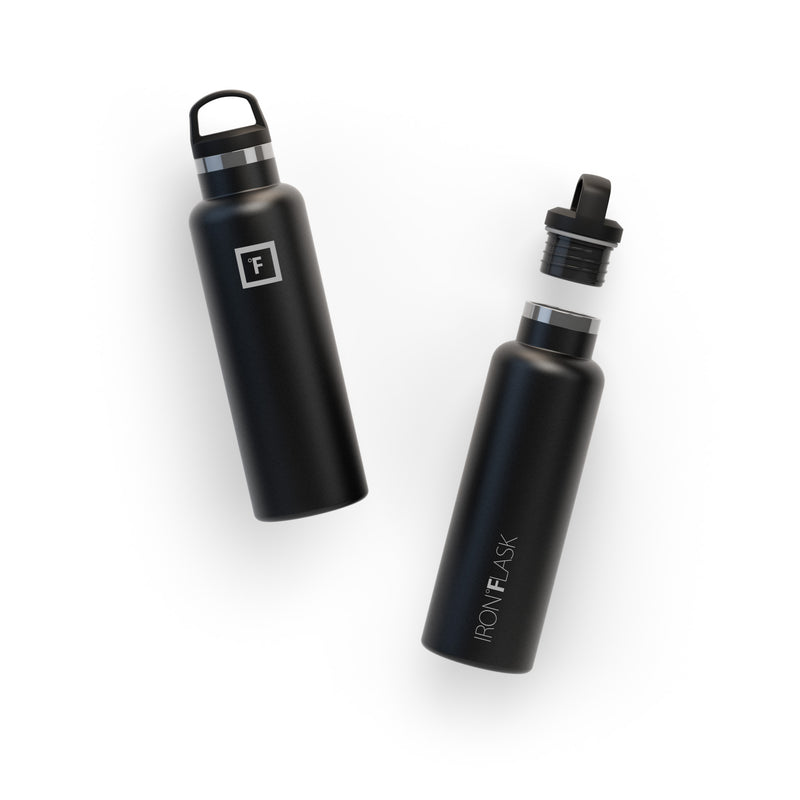 Iron Flask 20 Oz with Spout Lid Narrow Mouth Bottle Black | 690QTIYVB