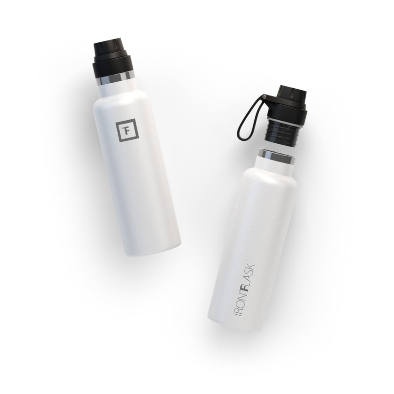 Iron Flask 20 Oz with Spout Lid Narrow Mouth Bottle White | 649QTHVNU