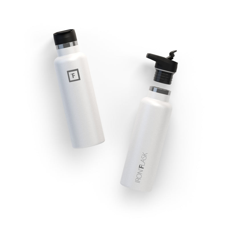 Iron Flask 20 Oz with Spout Lid Narrow Mouth Bottle White | 649QTHVNU