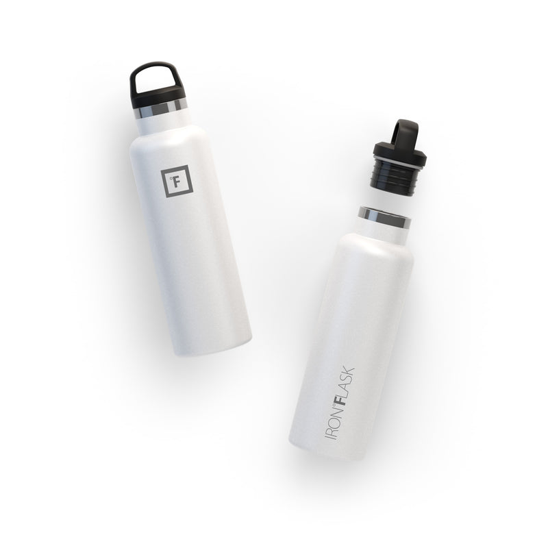 Iron Flask 20 Oz with Spout Lid Narrow Mouth Bottle White | 649QTHVNU