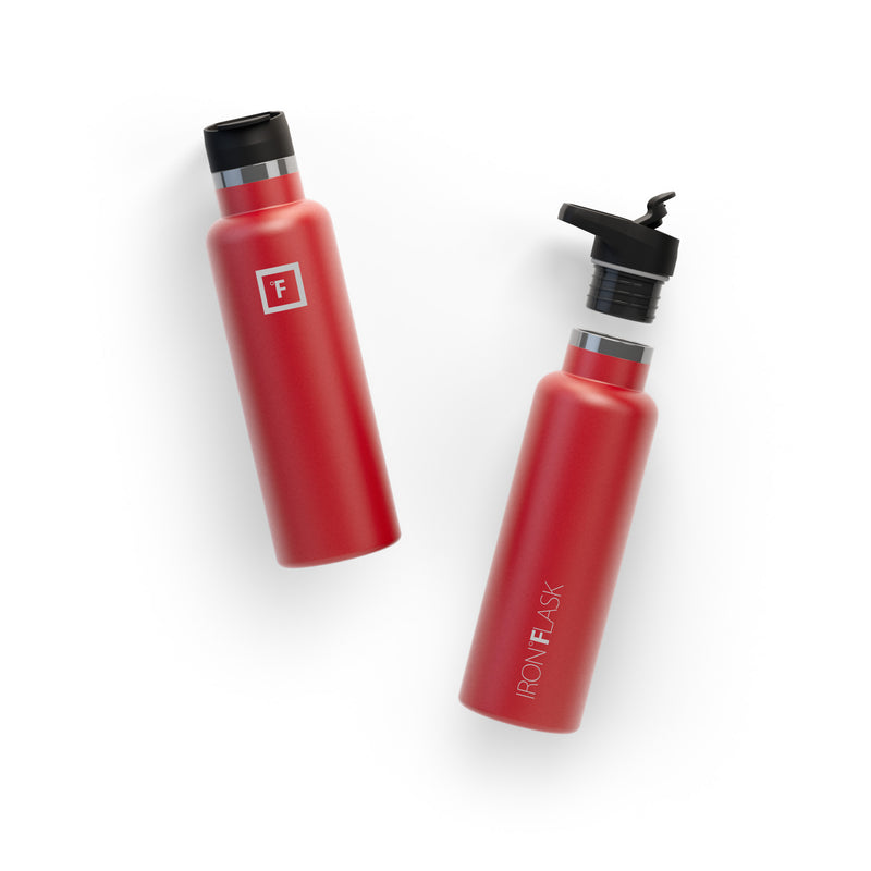 Iron Flask 20 Oz with Spout Lid Narrow Mouth Bottle Red | 408ESRPVF