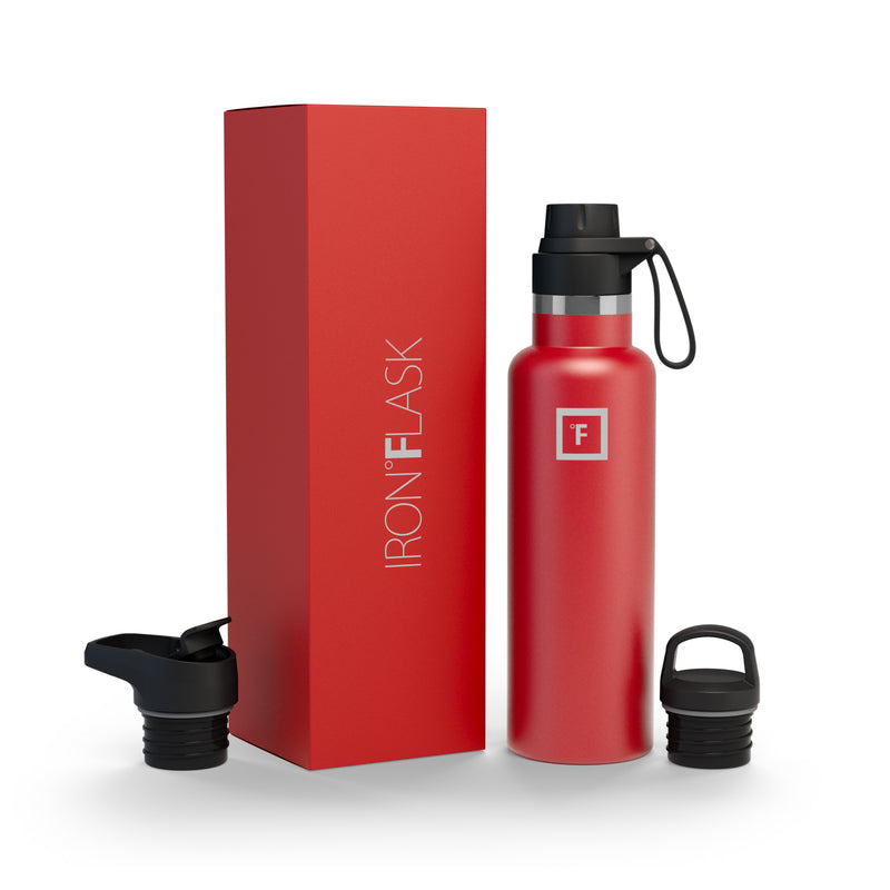 Iron Flask 20 Oz with Spout Lid Narrow Mouth Bottle Red | 408ESRPVF