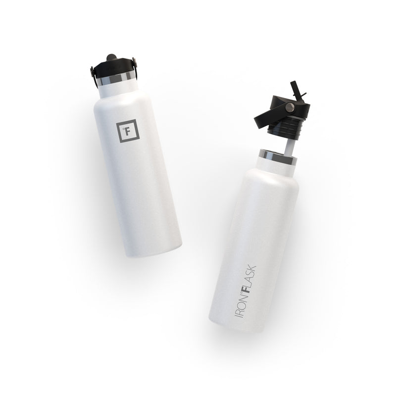 Iron Flask 20 Oz with Straw Lid Narrow Mouth Bottle White | 624YMJNAU