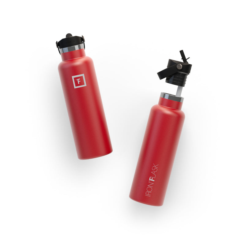 Iron Flask 20 Oz with Straw Lid Narrow Mouth Bottle Red | 960AOFMSE