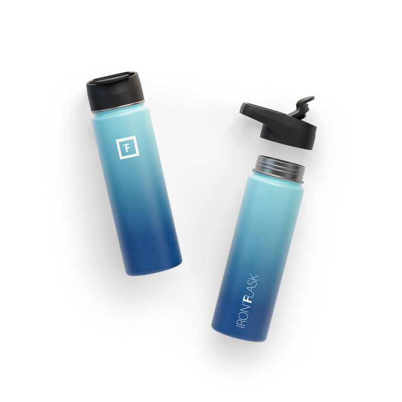 Iron Flask 22 Oz with Spout Lid Wide Mouth Bottle Blue | 601NIXFKB