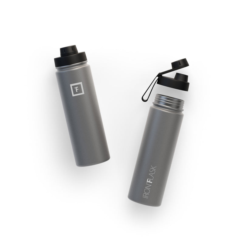 Iron Flask 22 Oz with Spout Lid Wide Mouth Bottle Deep Grey | 723TPOSDI