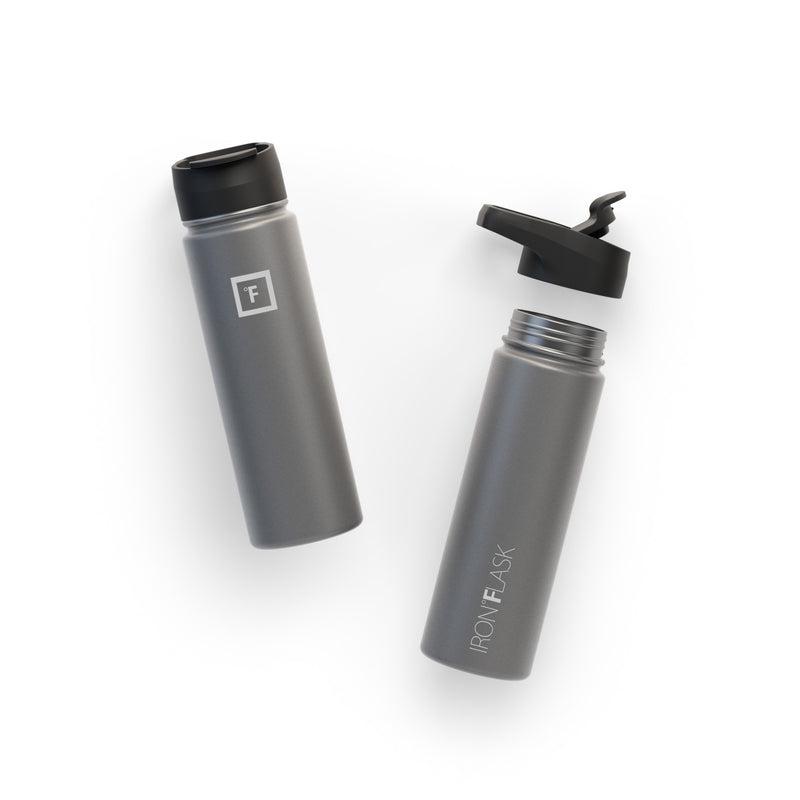 Iron Flask 22 Oz with Spout Lid Wide Mouth Bottle Deep Grey | 723TPOSDI