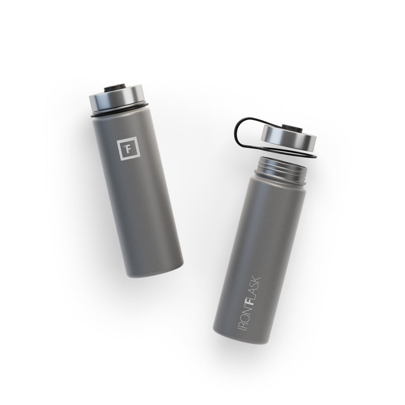 Iron Flask 22 Oz with Spout Lid Wide Mouth Bottle Deep Grey | 723TPOSDI