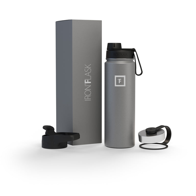 Iron Flask 22 Oz with Spout Lid Wide Mouth Bottle Deep Grey | 723TPOSDI