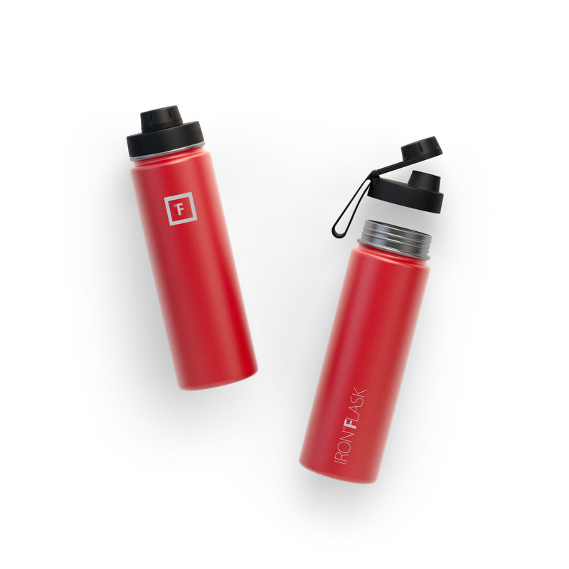 Iron Flask 22 Oz with Spout Lid Wide Mouth Bottle Red | 612PSLRQC