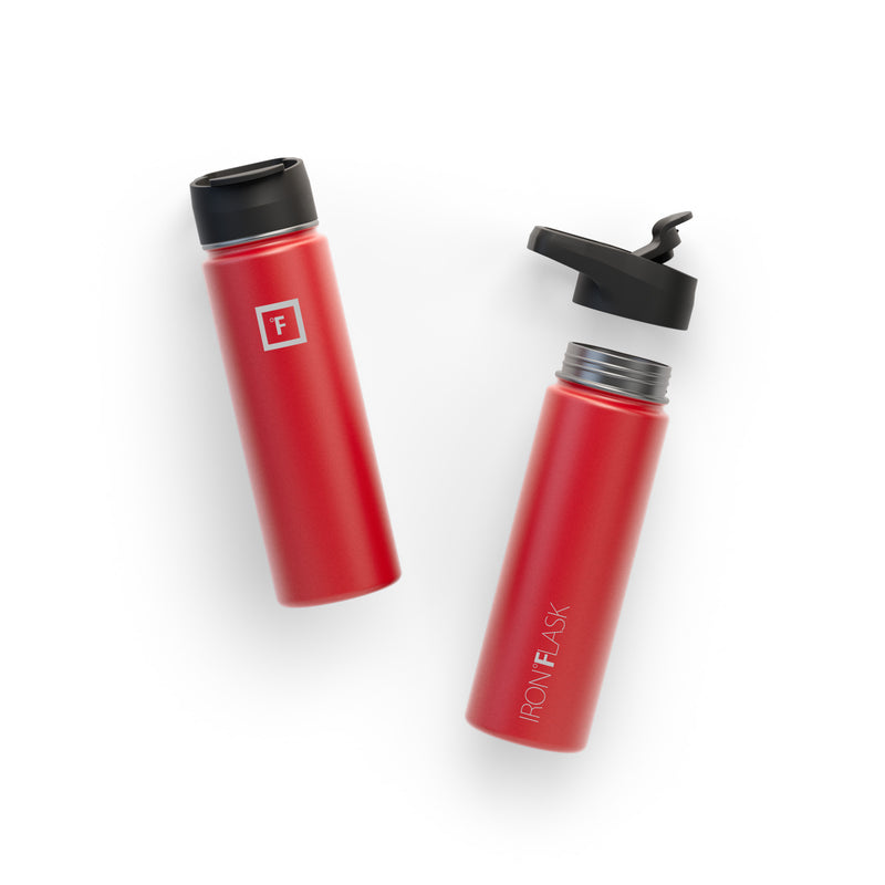 Iron Flask 22 Oz with Spout Lid Wide Mouth Bottle Red | 612PSLRQC