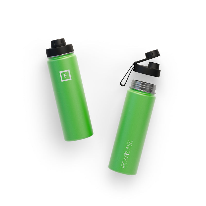 Iron Flask 22 Oz with Spout Lid Wide Mouth Bottle Green | 386IYHQUC