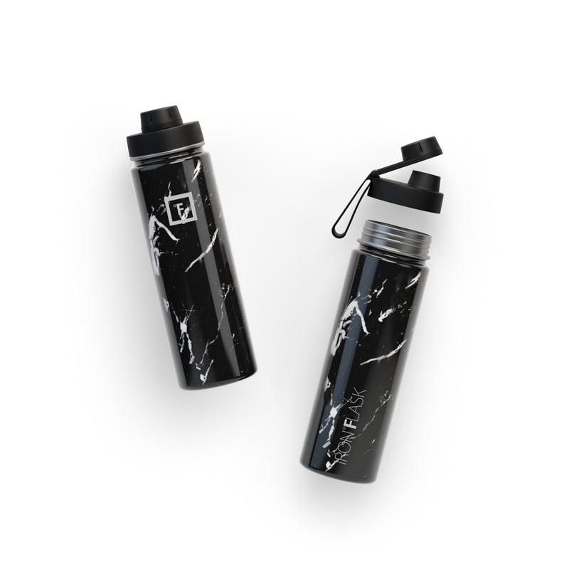 Iron Flask 22 Oz with Spout Lid Wide Mouth Bottle Black | 912YMXULF