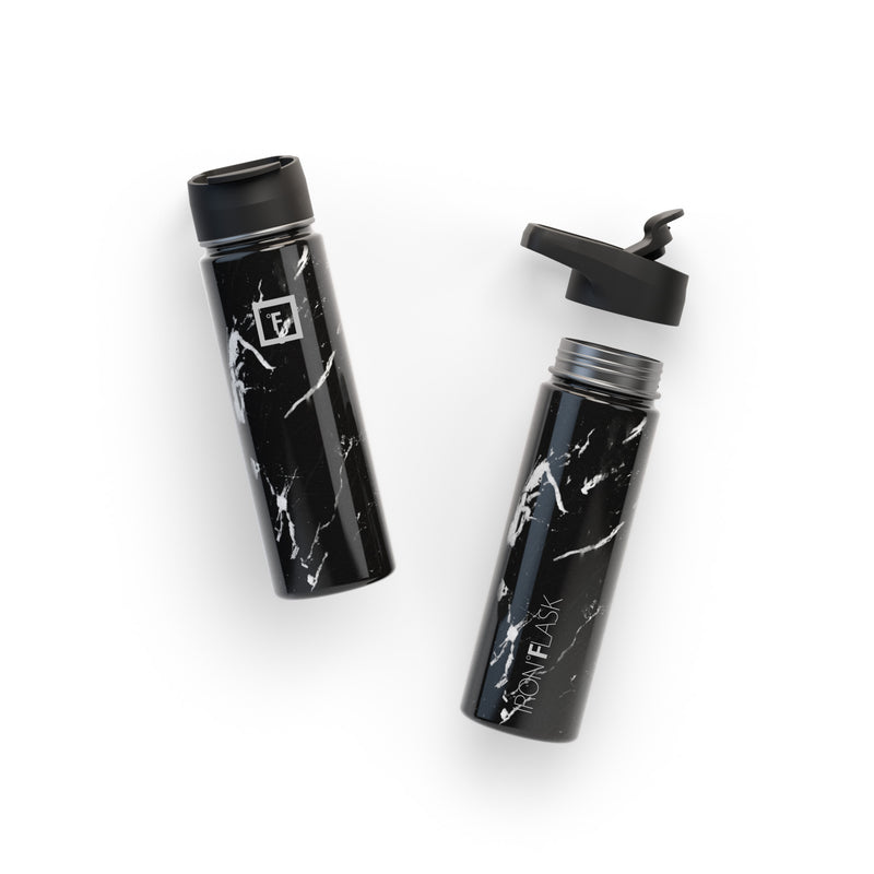 Iron Flask 22 Oz with Spout Lid Wide Mouth Bottle Black | 912YMXULF