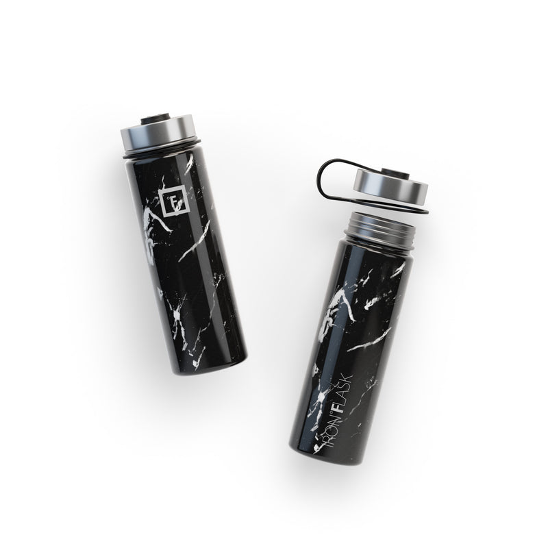 Iron Flask 22 Oz with Spout Lid Wide Mouth Bottle Black | 912YMXULF