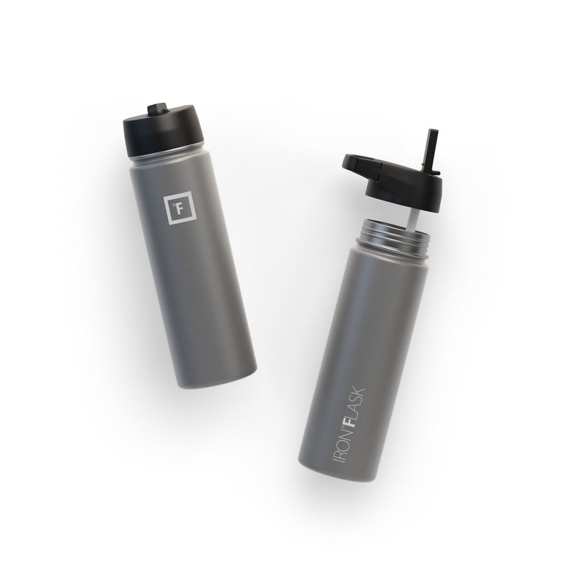 Iron Flask 22 Oz with Straw Lid Wide Mouth Bottle Deep Grey | 214NYTPRE