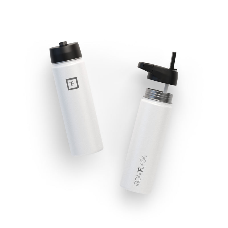 Iron Flask 22 Oz with Straw Lid Wide Mouth Bottle White | 538BUHOSM