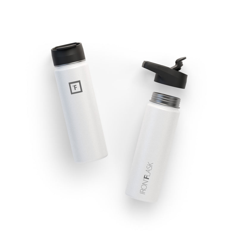 Iron Flask 22 Oz with Straw Lid Wide Mouth Bottle White | 538BUHOSM