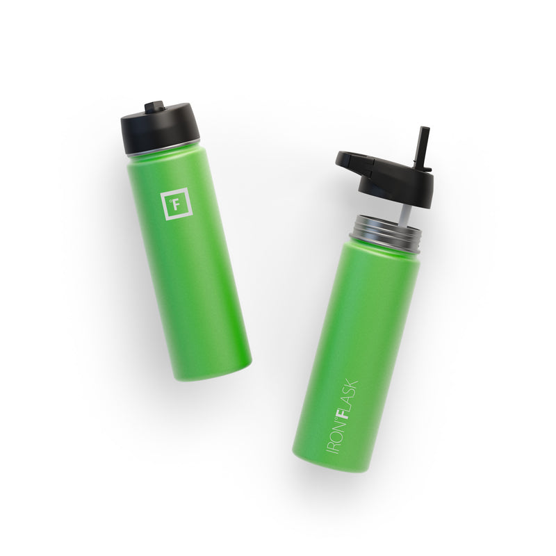 Iron Flask 22 Oz with Straw Lid Wide Mouth Bottle Green | 259RNYMBU