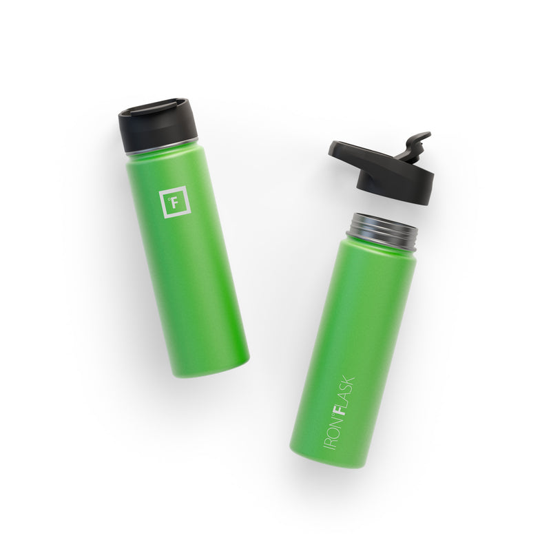 Iron Flask 22 Oz with Straw Lid Wide Mouth Bottle Green | 259RNYMBU