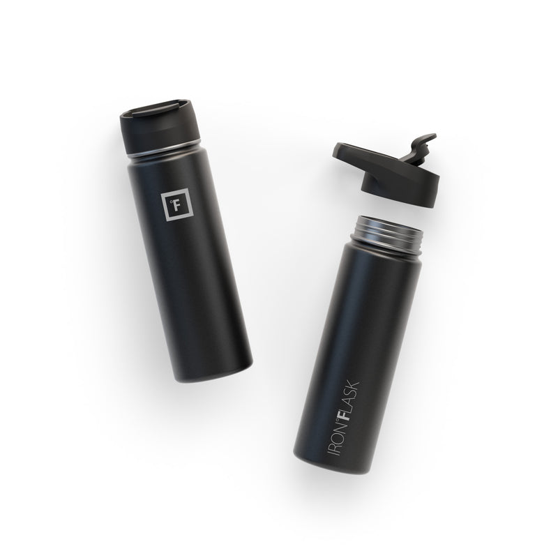 Iron Flask 22 Oz with Straw Lid Wide Mouth Bottle Black | 278WBQTER