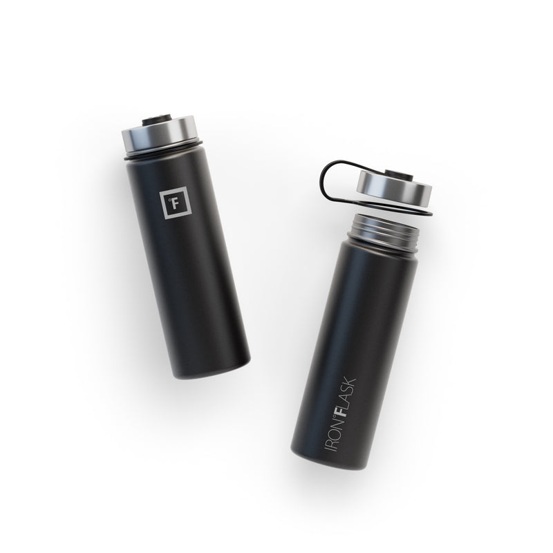 Iron Flask 22 Oz with Straw Lid Wide Mouth Bottle Black | 278WBQTER