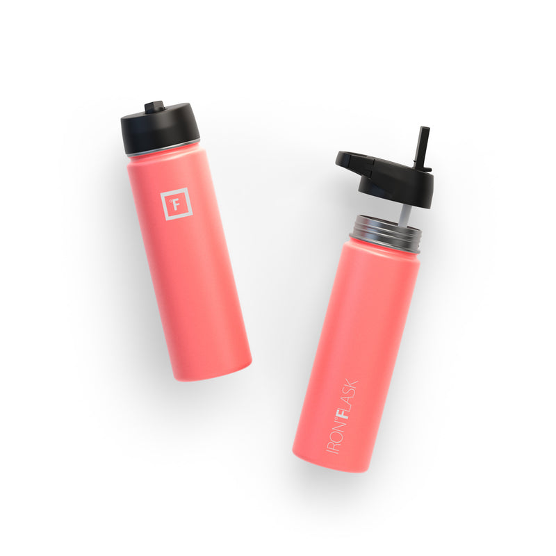 Iron Flask 22 Oz with Straw Lid Wide Mouth Bottle Coral | 120IJPLVZ