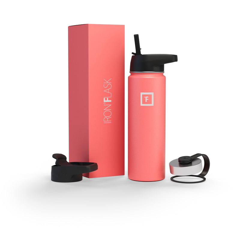 Iron Flask 22 Oz with Straw Lid Wide Mouth Bottle Coral | 120IJPLVZ