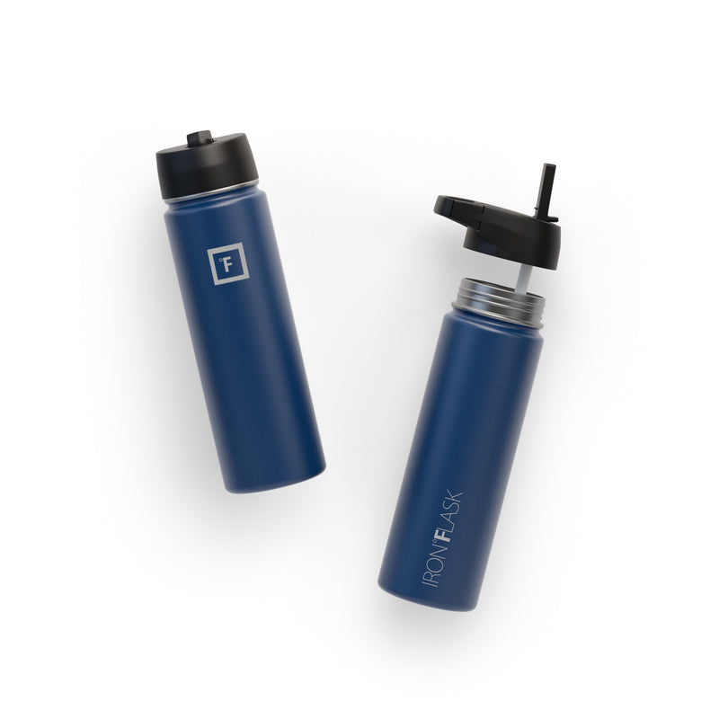 Iron Flask 22 Oz with Straw Lid Wide Mouth Bottle Blue | 361SFNZIG