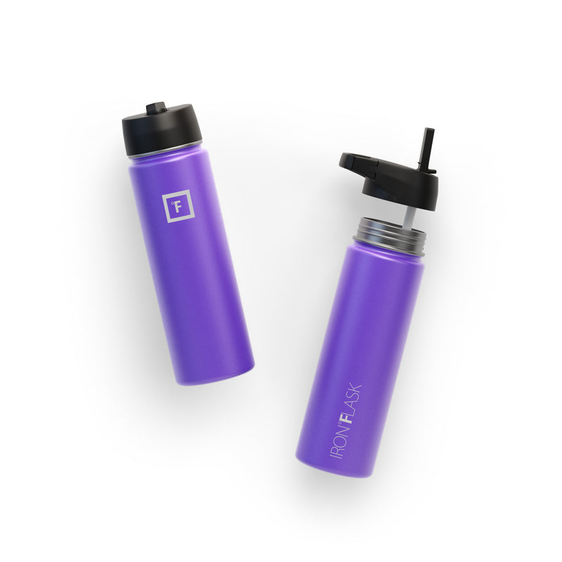Iron Flask 22 Oz with Straw Lid Wide Mouth Bottle Purple | 976BVIURQ