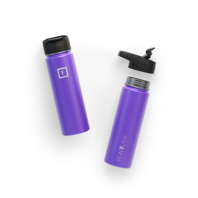 Iron Flask 22 Oz with Straw Lid Wide Mouth Bottle Purple | 976BVIURQ