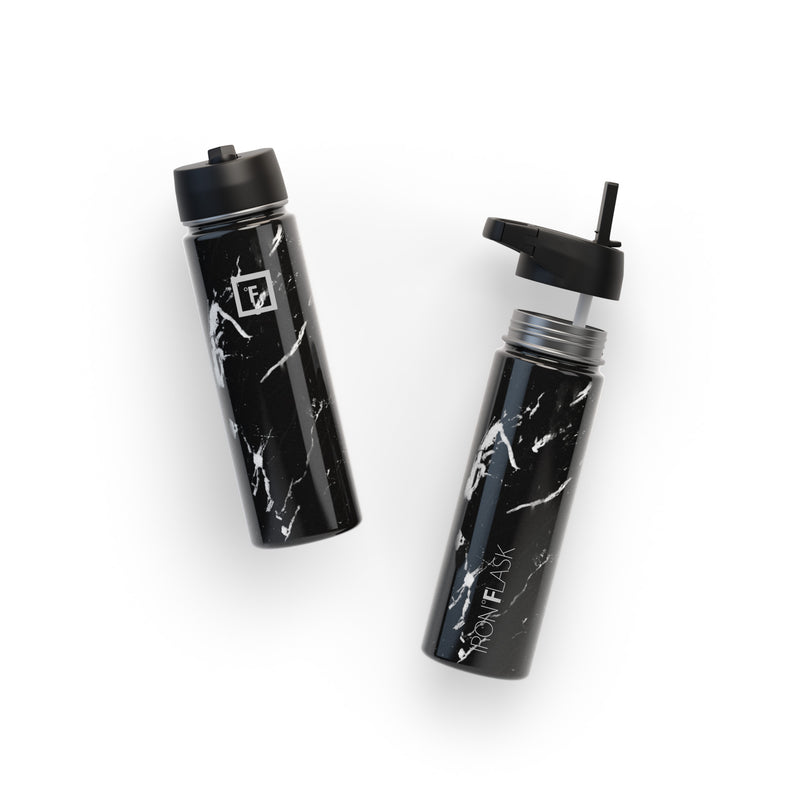 Iron Flask 22 Oz with Straw Lid Wide Mouth Bottle Black | 518UGFEYM