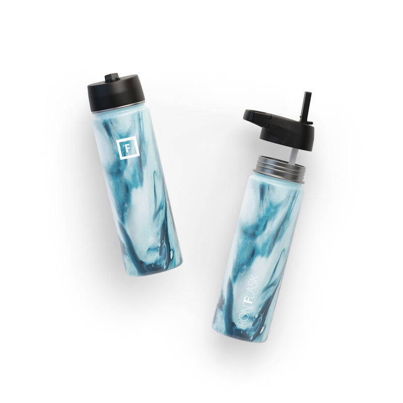 Iron Flask 22 Oz with Straw Lid Wide Mouth Bottle Ocean | 854QMWAXK